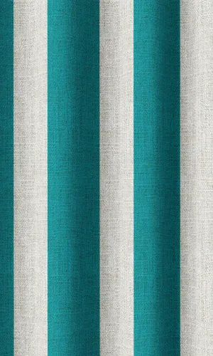 'Aegean Sea' Custom Striped Print Roman Shades (Pacific Blue)