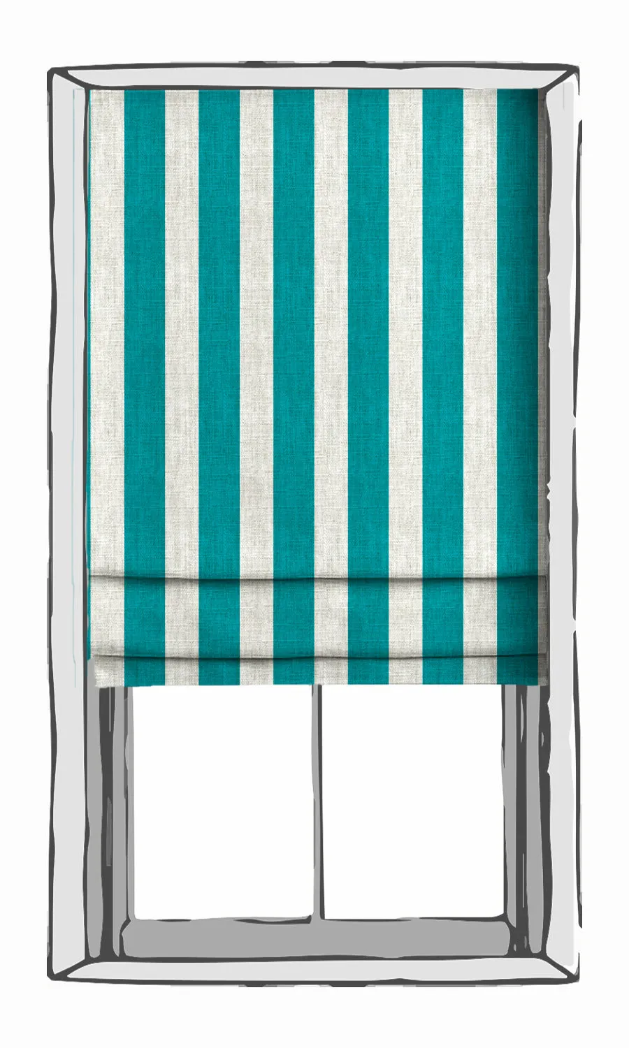 'Aegean Sea' Custom Striped Print Roman Shades (Pacific Blue)