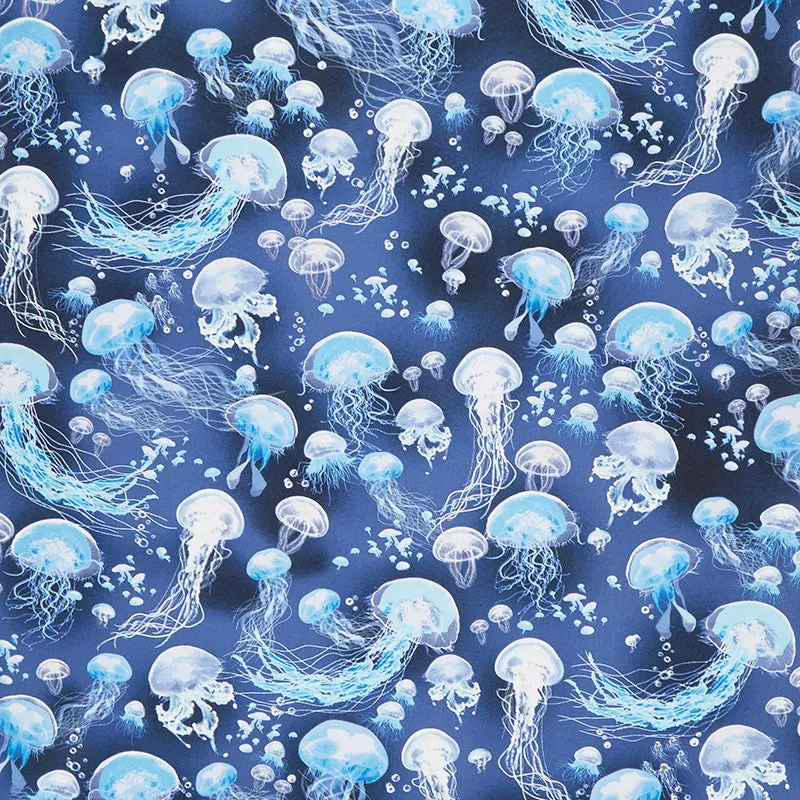 Aquarium - Swimming Jellyfish Blue Yardage