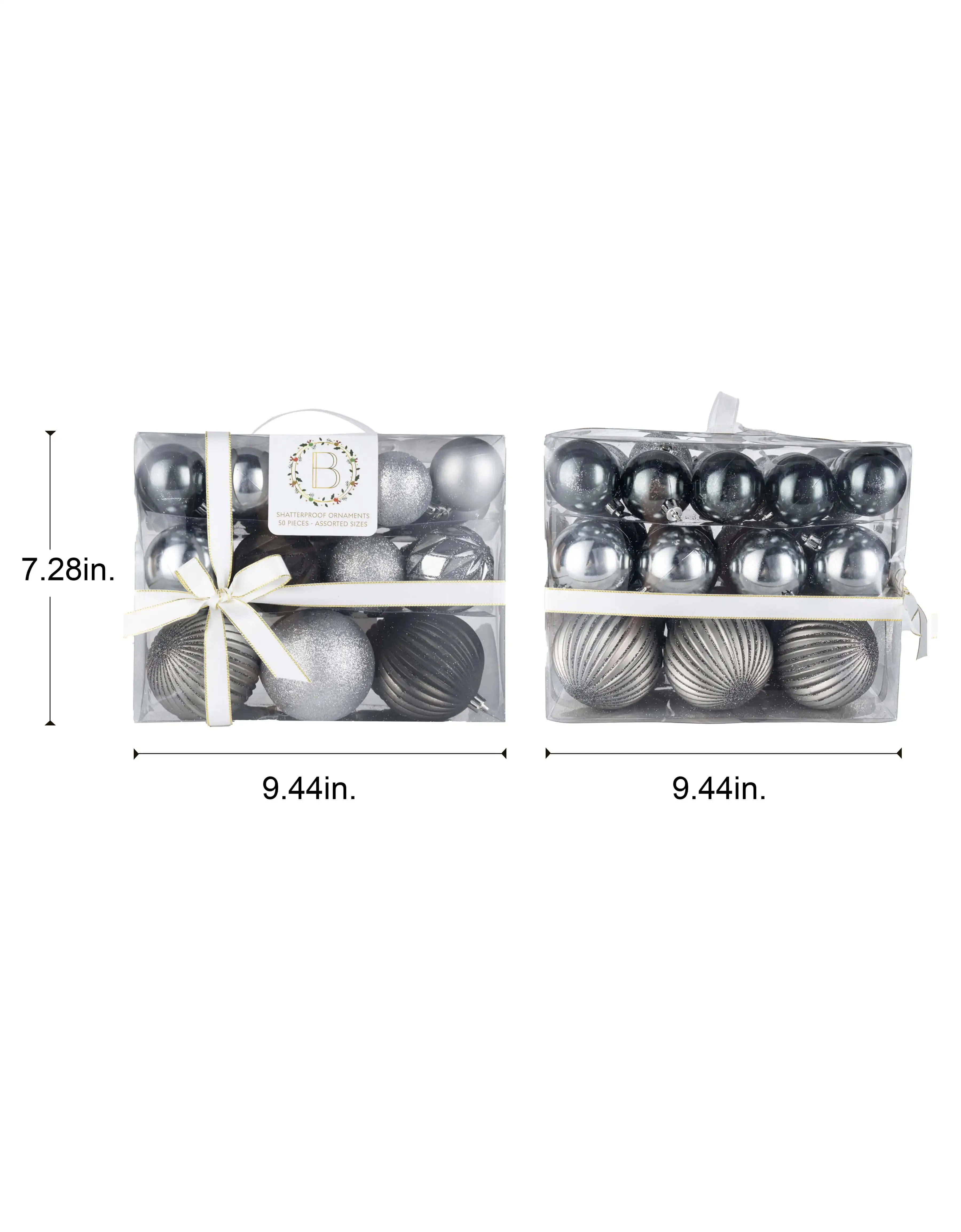 Becki Owens 50 Black and Silver Assorted Christmas Ornaments