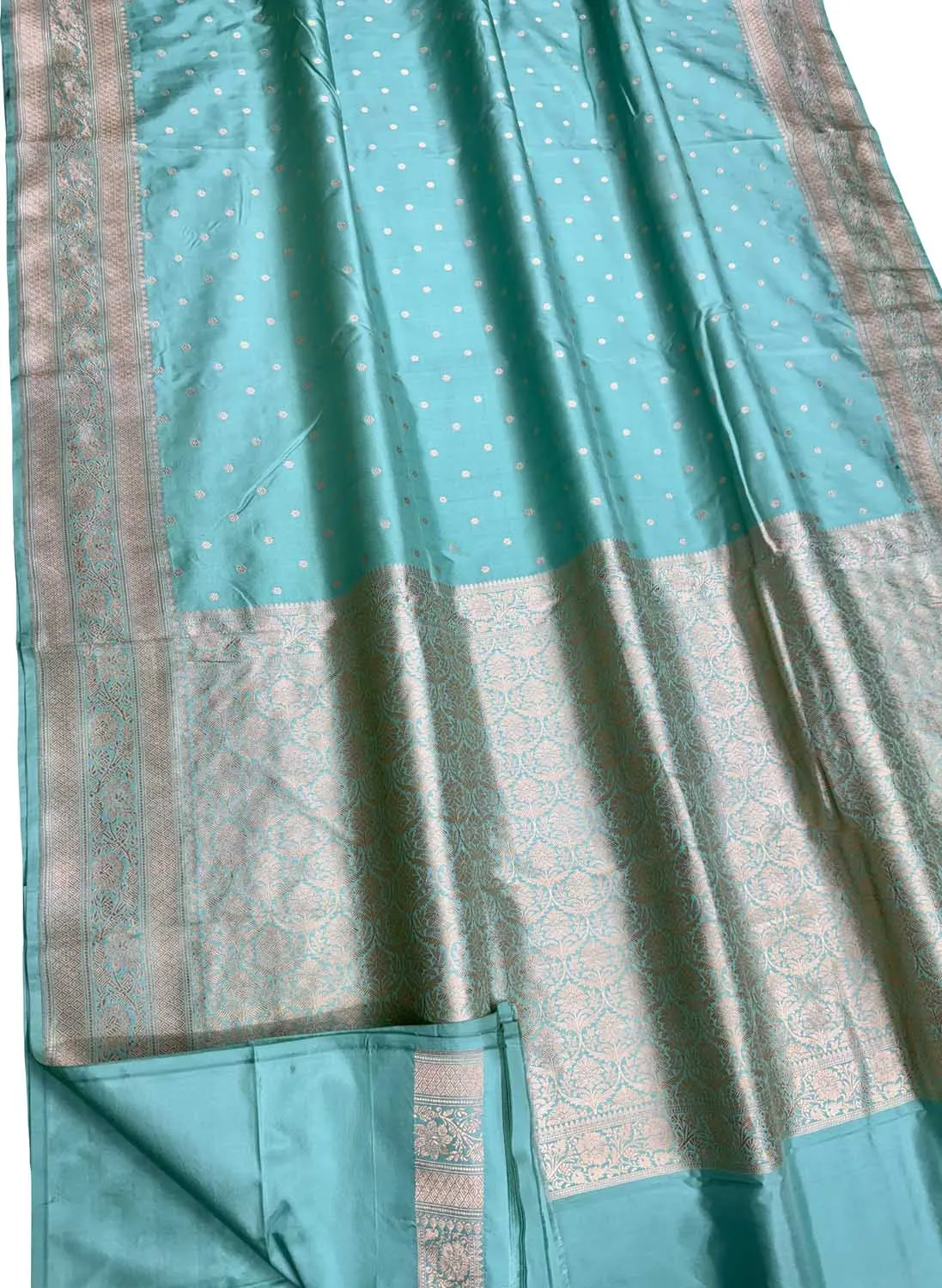 Blue Handloom Banarasi Silk Saree with Small Booti Design