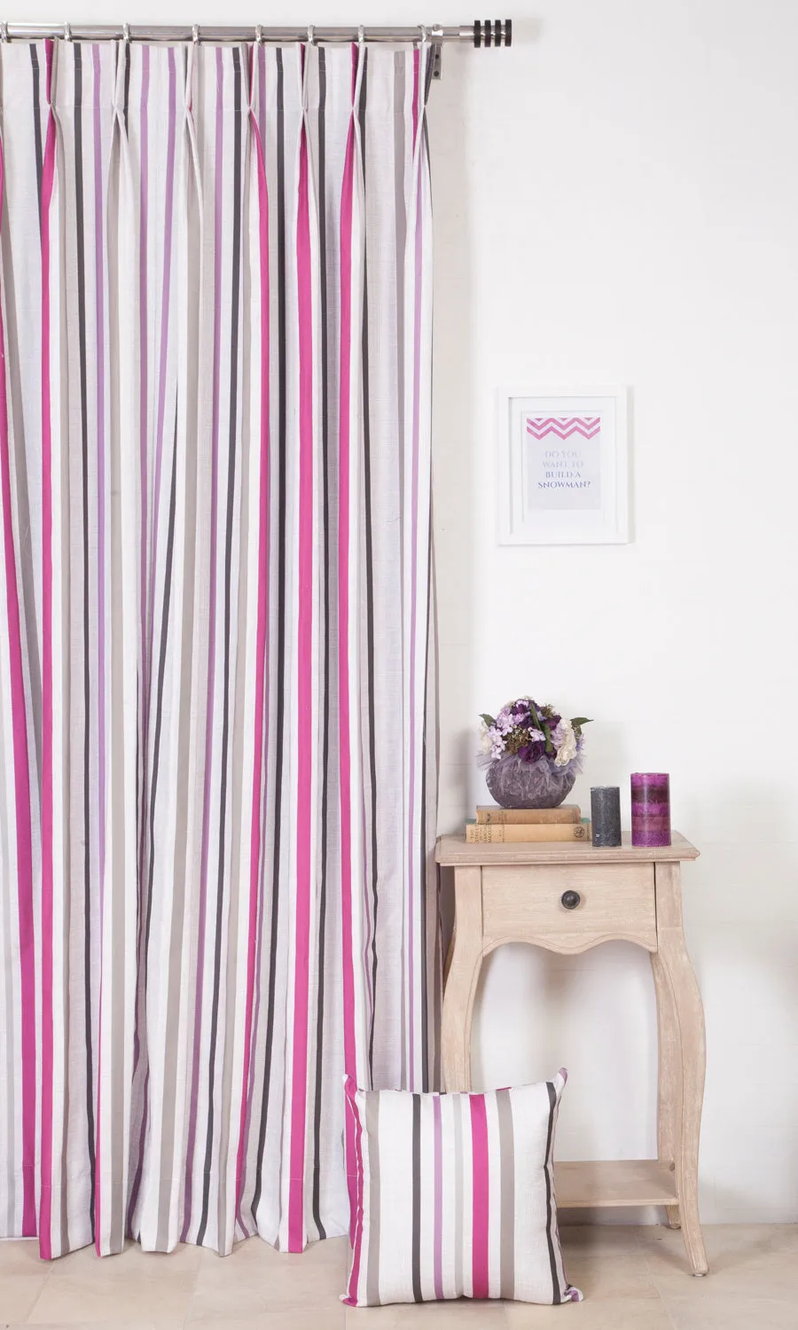 'Blush Ribbon' Made to Measure Roman Blinds (Pink/ Beige)