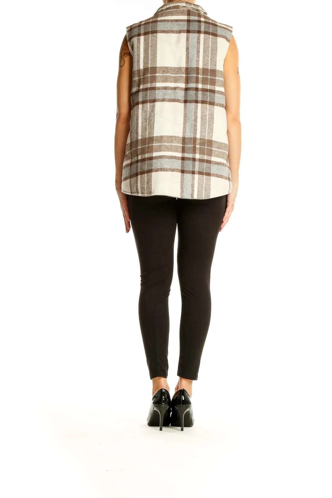 Brown Plaid Polyester Vest