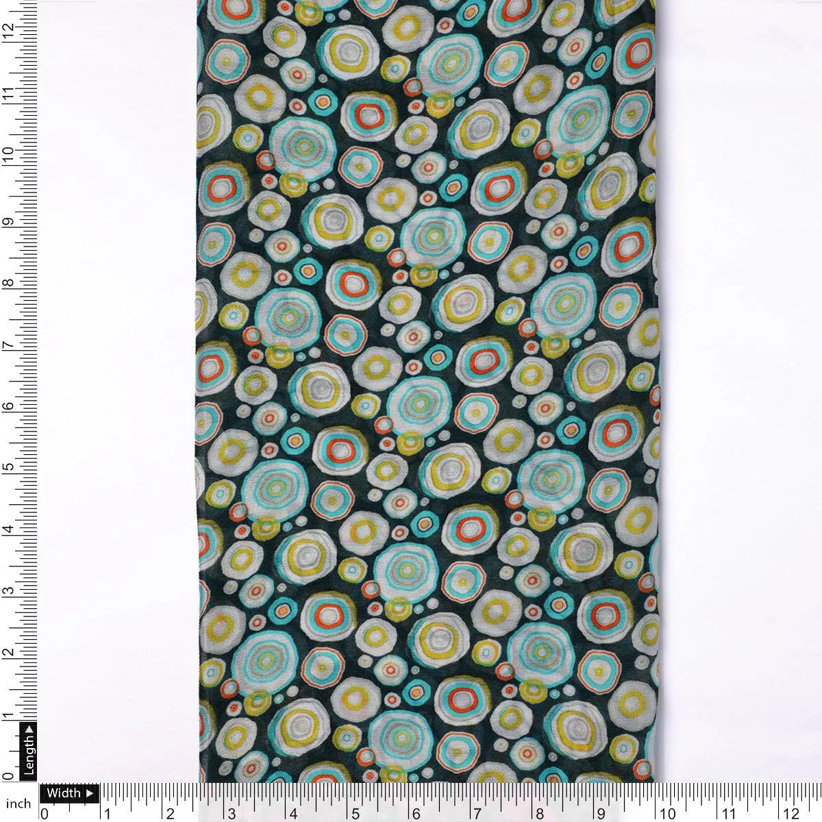 Casual Colourful Watercolour Rounded Digital Printed Fabric - Pure Chinon