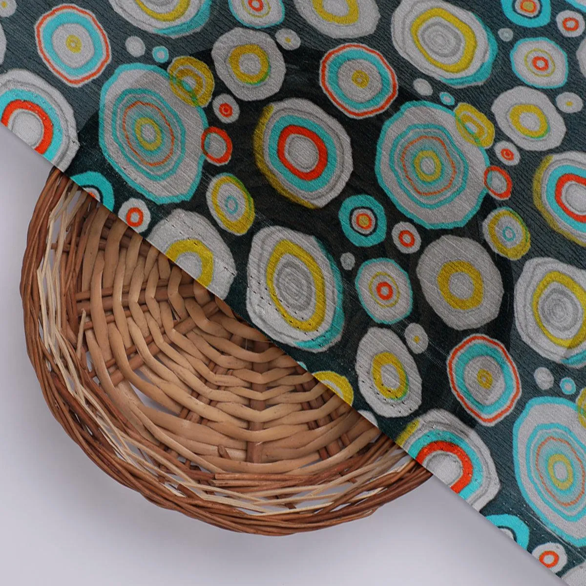 Casual Colourful Watercolour Rounded Digital Printed Fabric - Pure Chinon