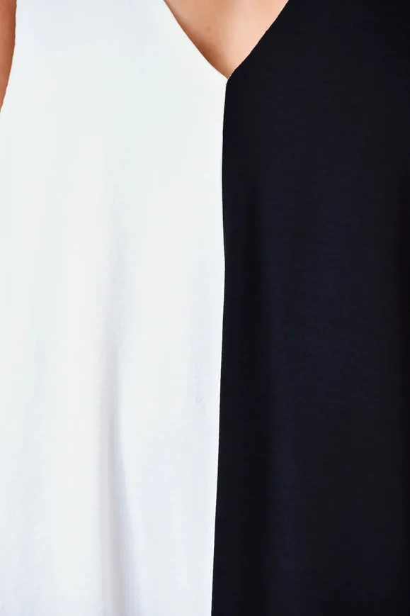 Chic V Neck Colorblock Comfy Loose Fit Maxi Dress