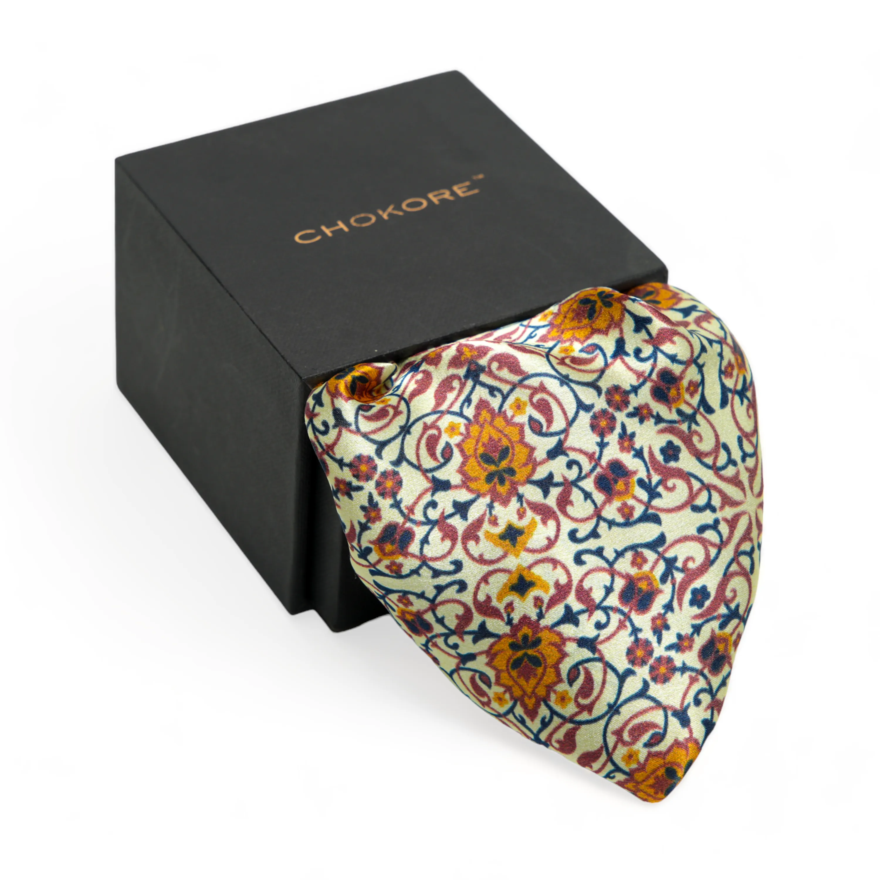 Chokore Navy Blue & Off-white Silk Pocket Square - Indian at Heart Range