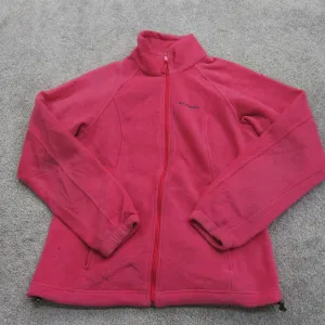 Columbia Womens Full Zip Up Fleece Jackets Long Sleeve Mock Neck Red Size Medium