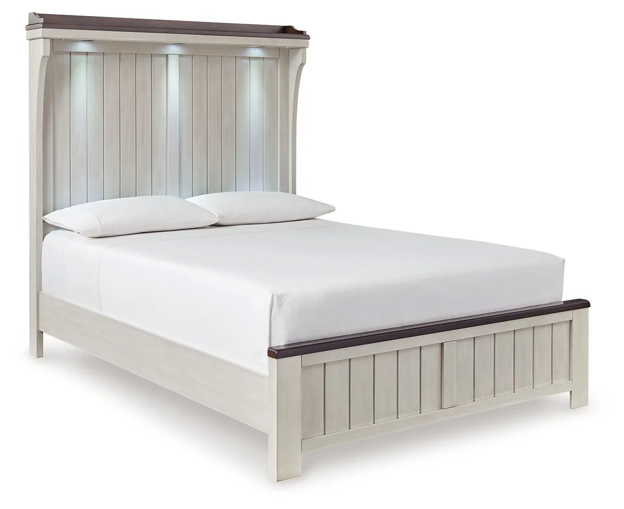 Darborn Queen Panel Bed with Mirrored Dresser, Chest and 2 Nightstands in Gray/Brown