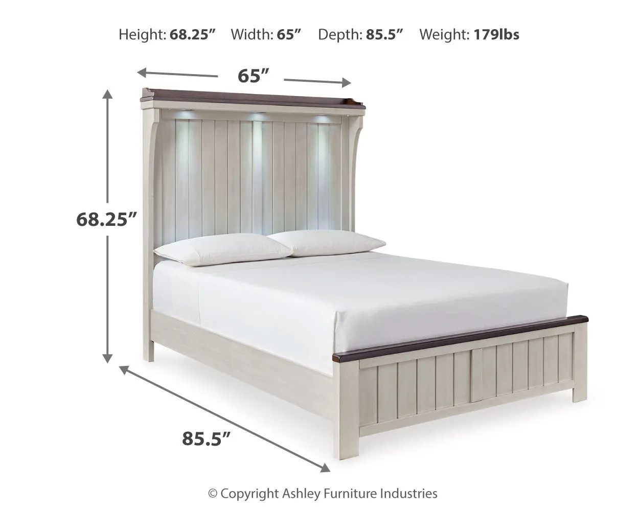 Darborn Queen Panel Bed with Mirrored Dresser, Chest and 2 Nightstands in Gray/Brown