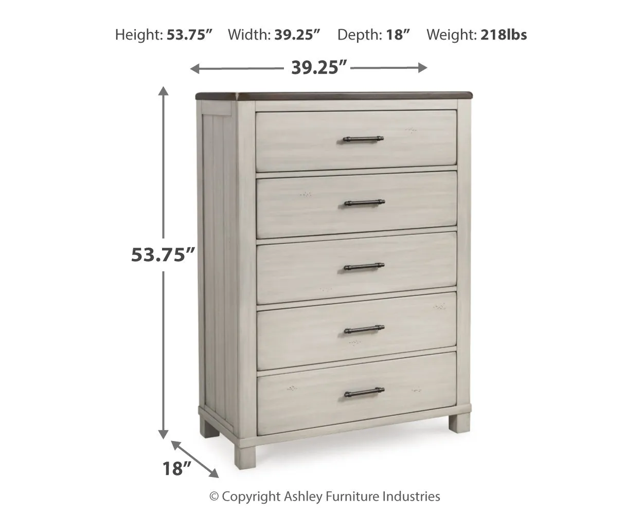 Darborn Queen Panel Bed with Mirrored Dresser, Chest and 2 Nightstands in Gray/Brown