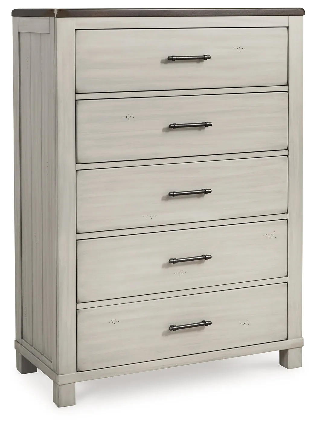 Darborn Queen Panel Bed with Mirrored Dresser, Chest and 2 Nightstands in Gray/Brown