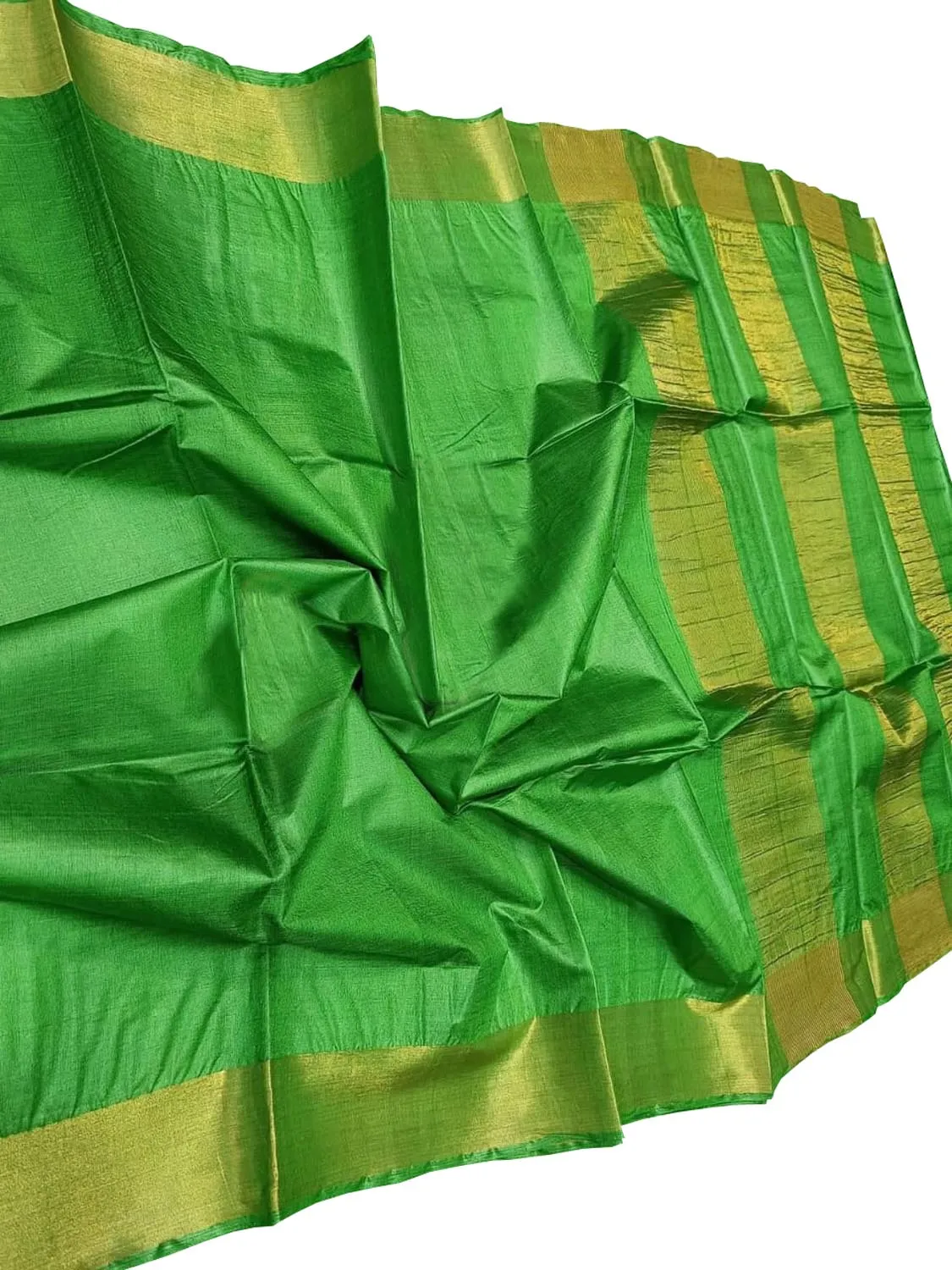 Elegant Green Bhagalpur Handloom Tussar Silk Saree