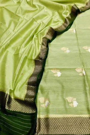 Exquisite Green Banarasi Silk Suit with Chiniya Weave