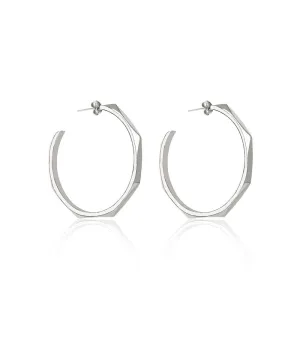 Facet Silver Hoops
