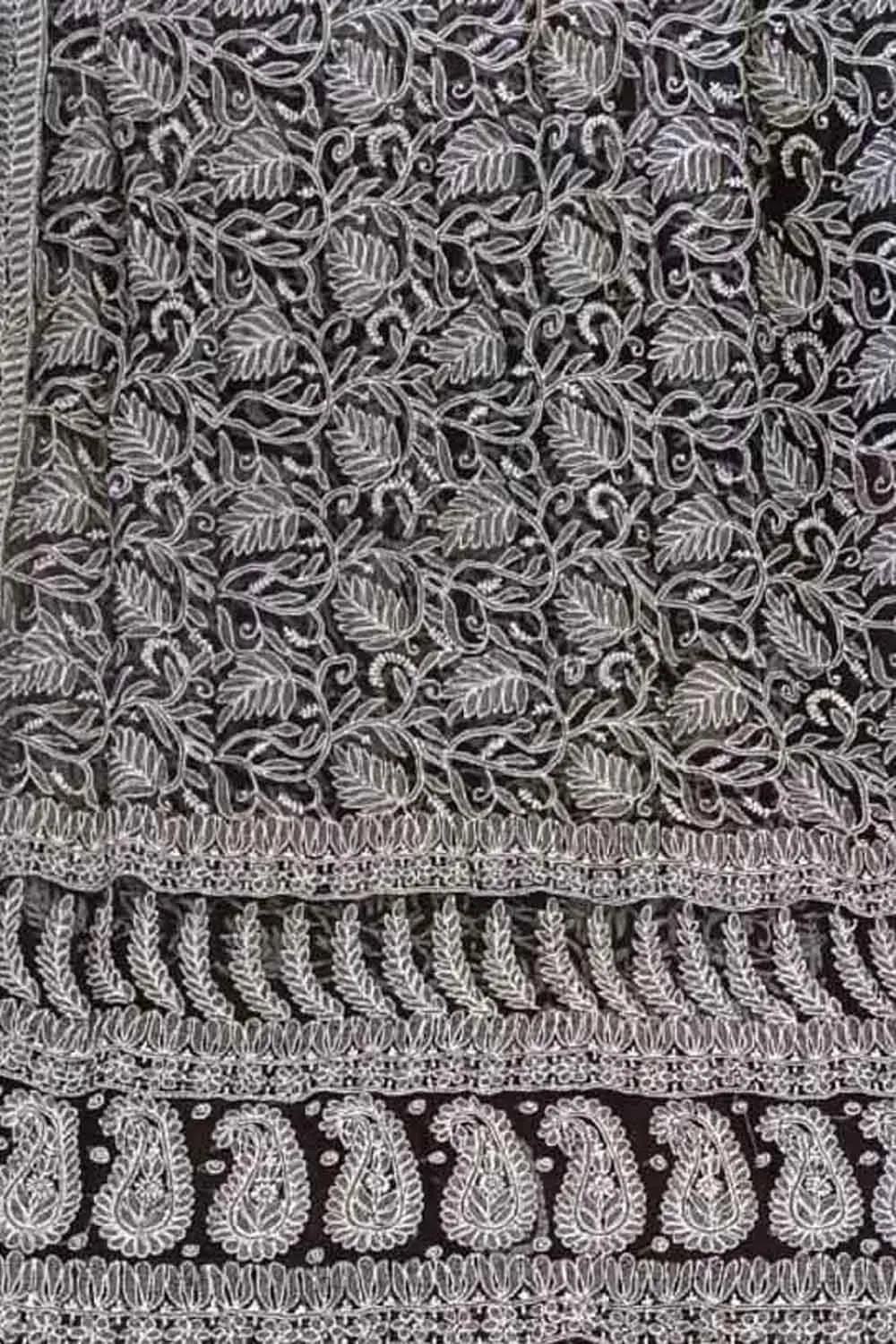 Get the Latest Black Chikankari Saree Online - Hand Embroidered Georgette