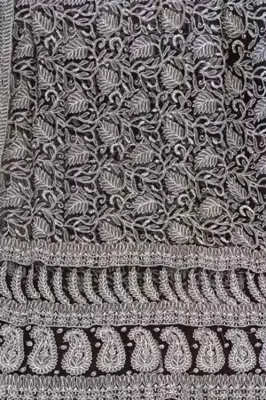 Get the Latest Black Chikankari Saree Online - Hand Embroidered Georgette