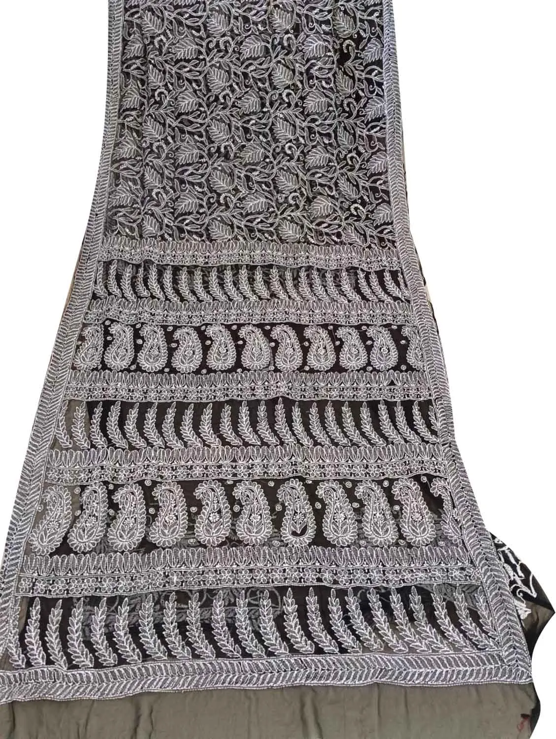 Get the Latest Black Chikankari Saree Online - Hand Embroidered Georgette