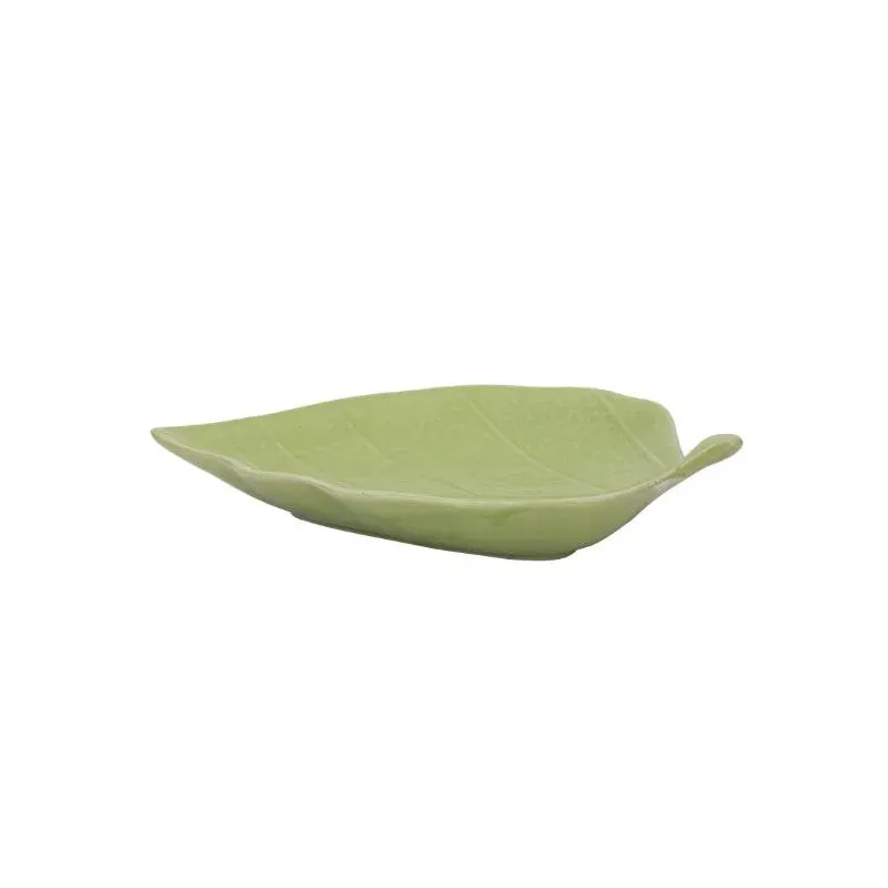 Green Handcrafted Ceramic Serving Platter | Set of 2