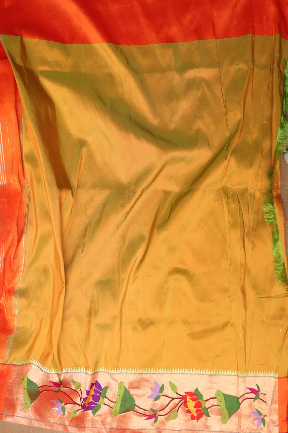 Green Paithani Handloom Flower Design Pure Silk Saree