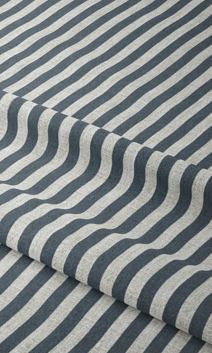 'Hickory' Modern Striped Print Roman Blinds (Petrol Blue/ White)