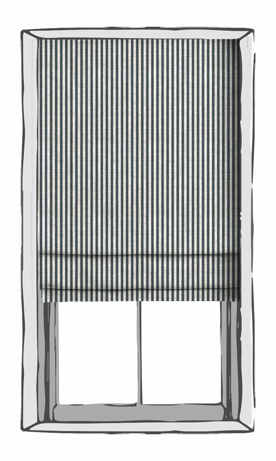 'Hickory' Modern Striped Print Roman Blinds (Petrol Blue/ White)