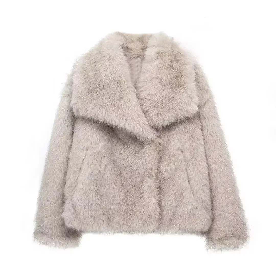 Indefeir Women's Fashionable Artificial Fur Effect Short Jacket