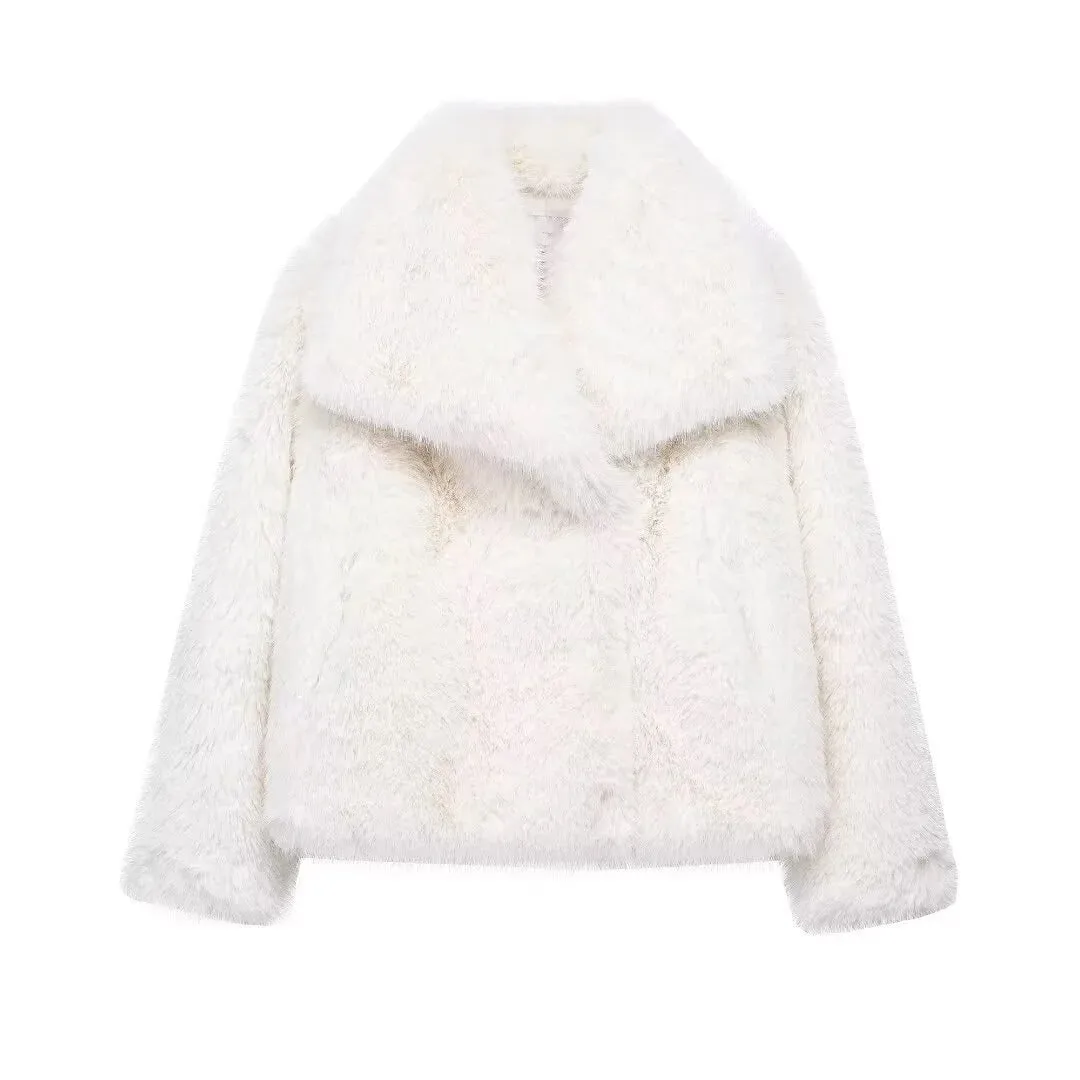 Indefeir Women's Fashionable Artificial Fur Effect Short Jacket