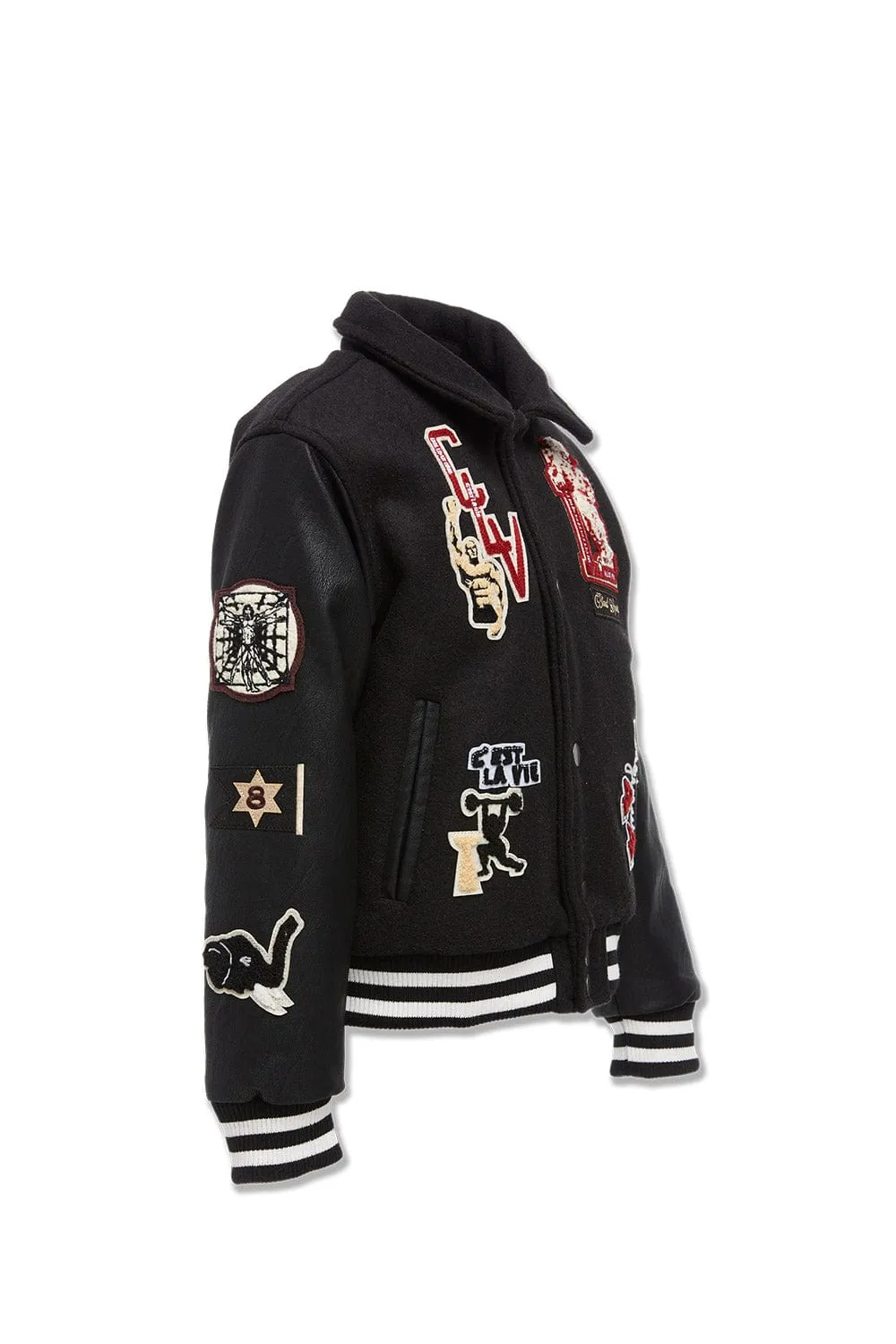 Kids Carpe Diem Varsity Jacket (Black)