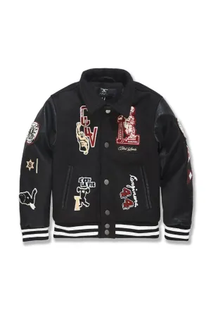 Kids Carpe Diem Varsity Jacket (Black)