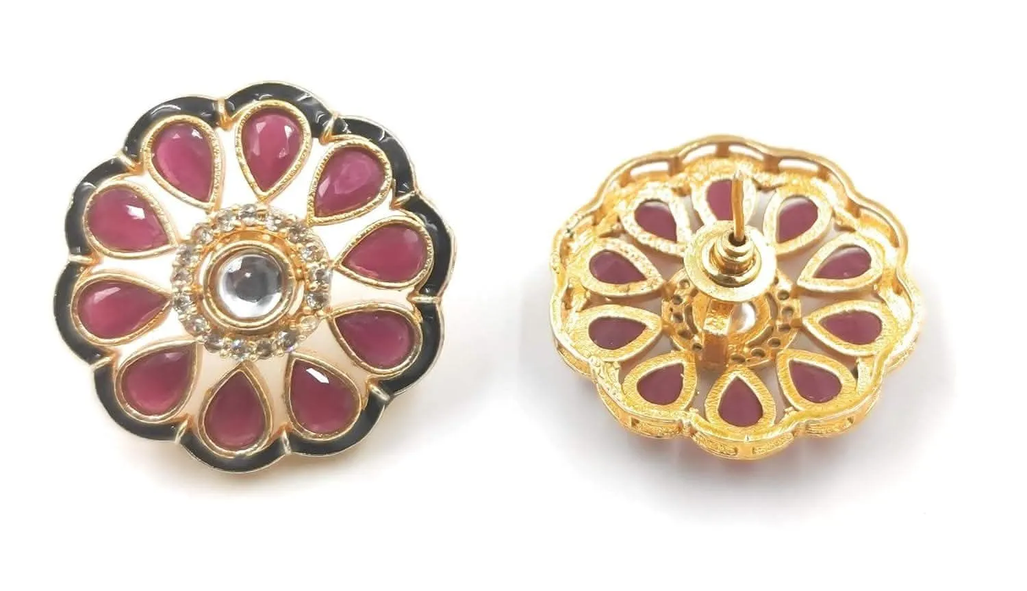 Meenakari ad kundan chokar necklace with earrings (maroon)