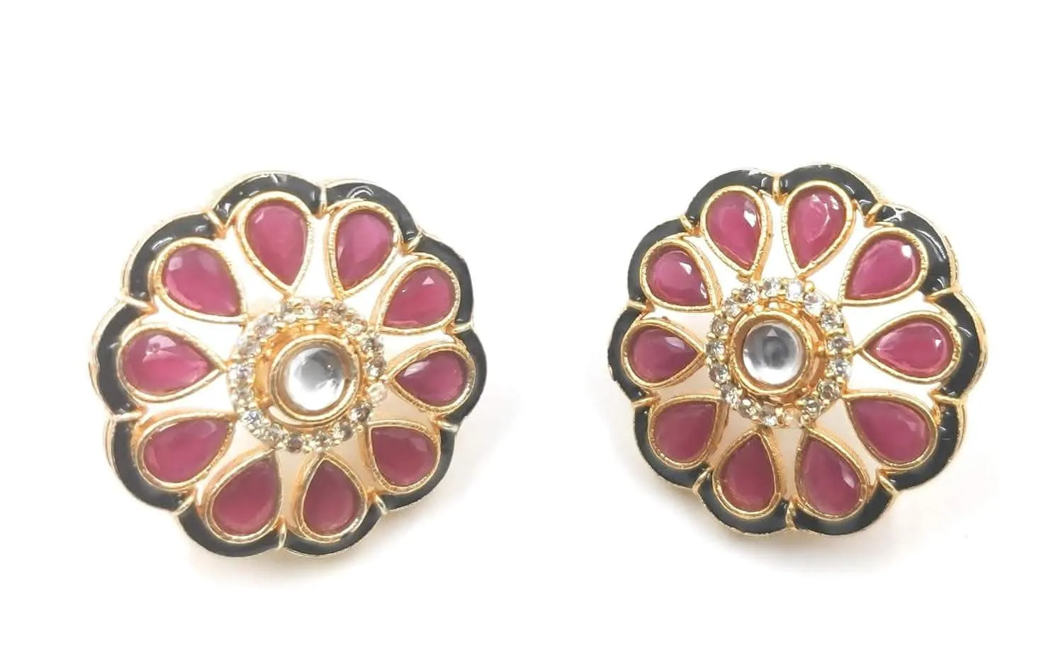 Meenakari ad kundan chokar necklace with earrings (maroon)