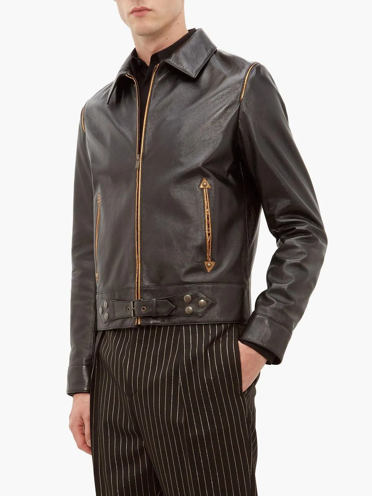 Men's Traditional Leather Jacket - Black