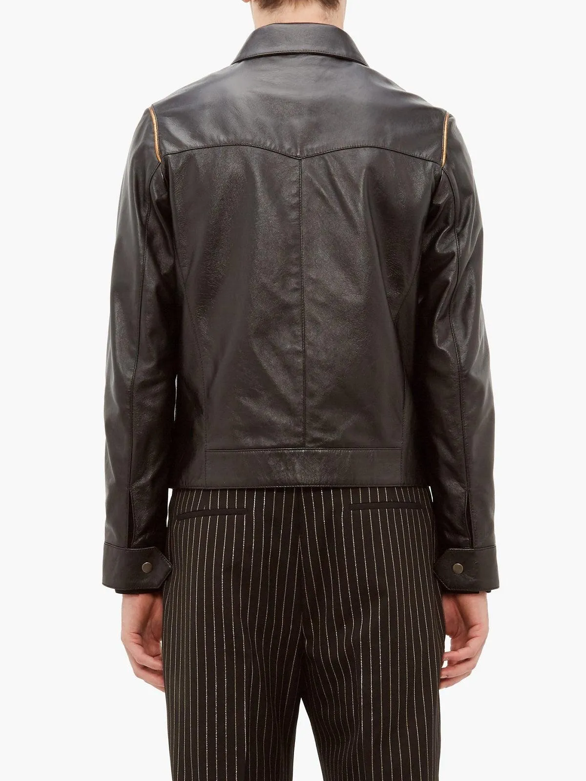 Men's Traditional Leather Jacket - Black