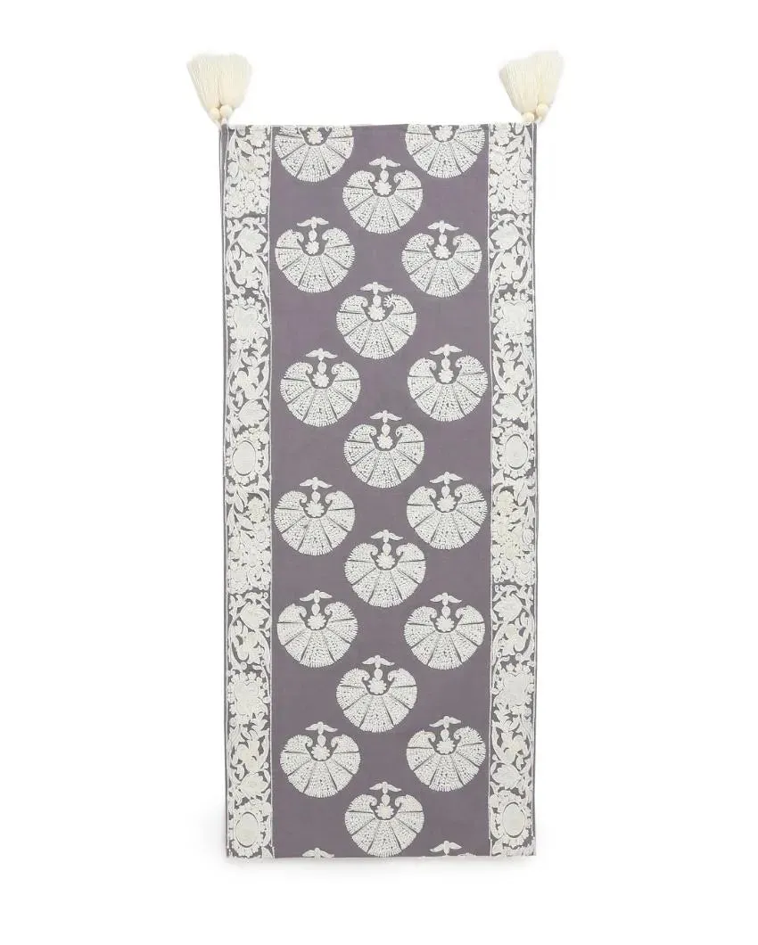 Moghul Design Floral Embroidery Cotton Table Runner | 60 x 16 inches
