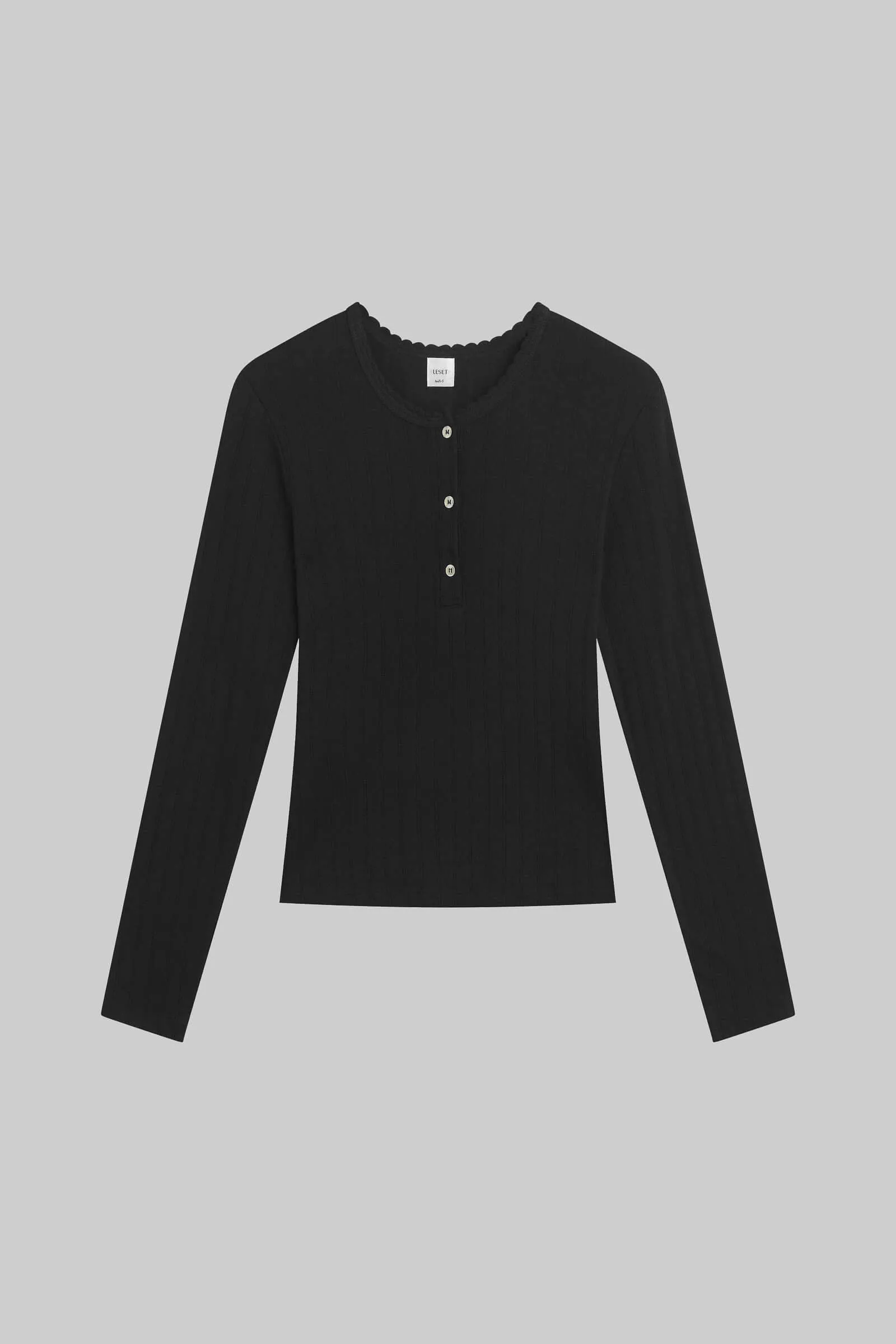 Pointelle Long Sleeve Henley