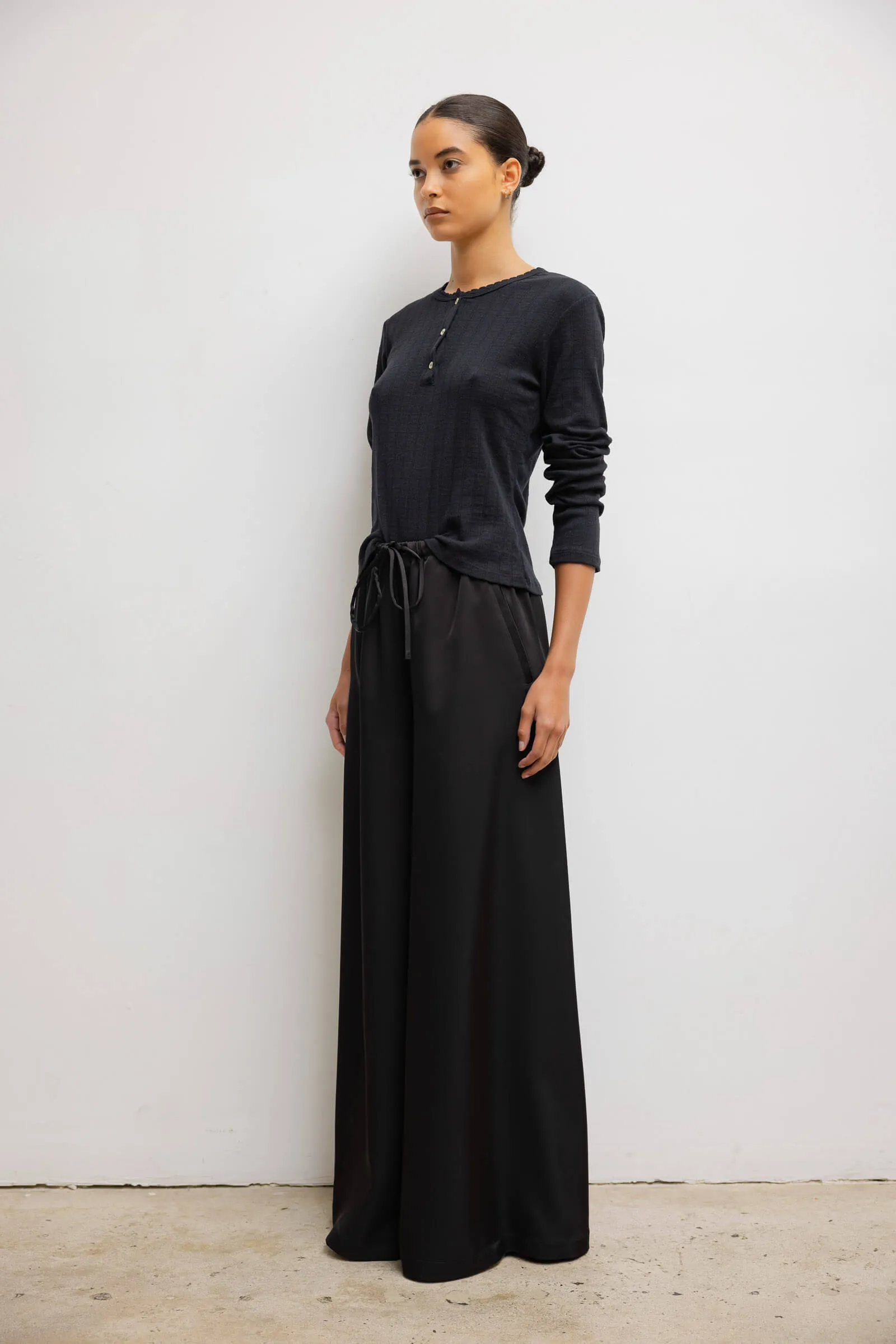Pointelle Long Sleeve Henley