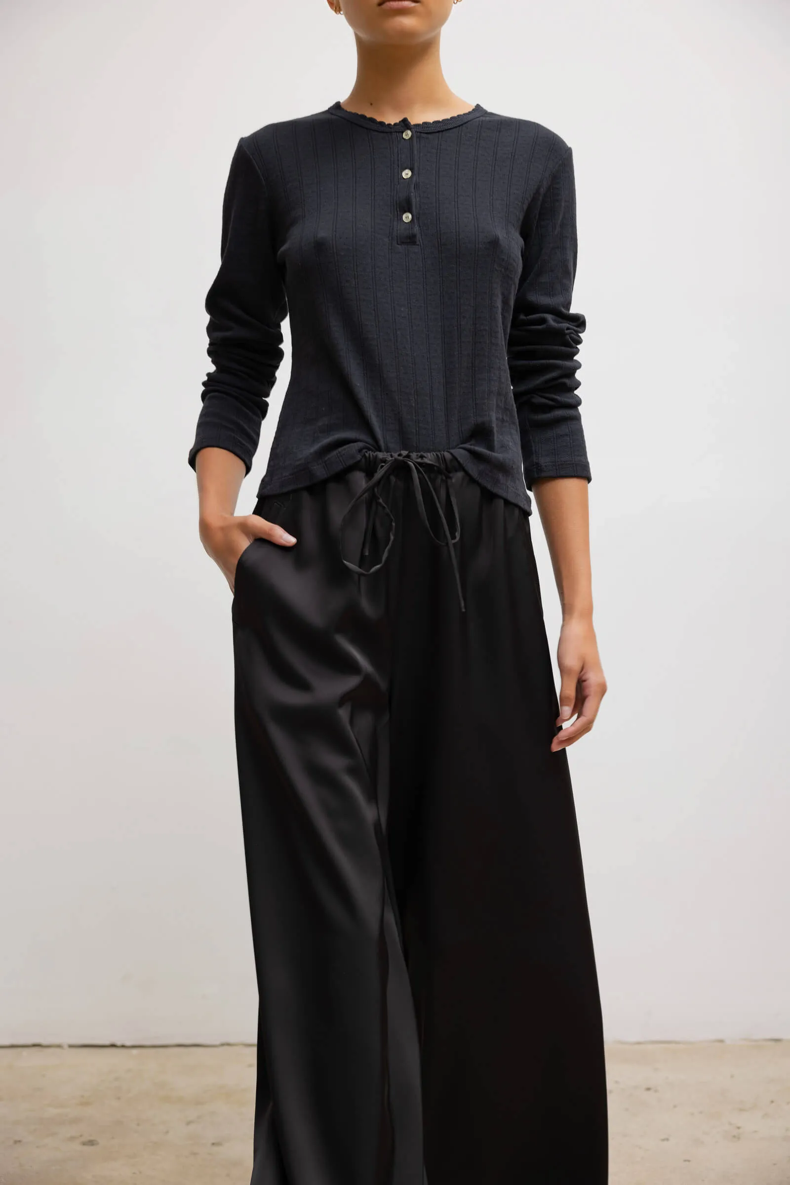 Pointelle Long Sleeve Henley