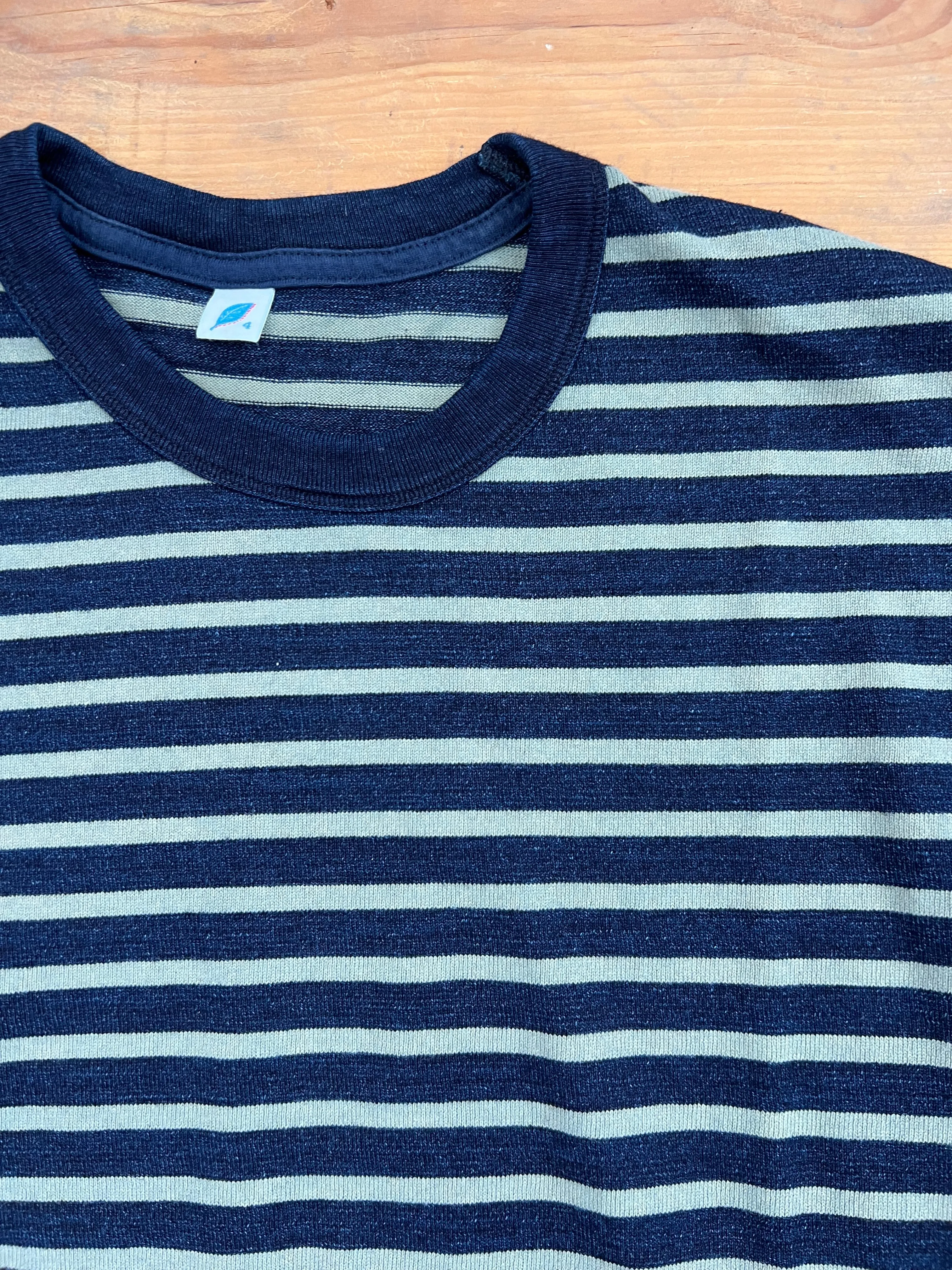 Pure Blue Japan Striped t Shirt Indigo x Beige