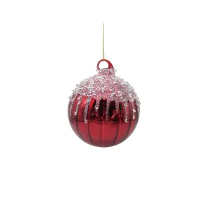 Pure Christmas Pearl Glass Bauble Christmas Ornament Red 10cm