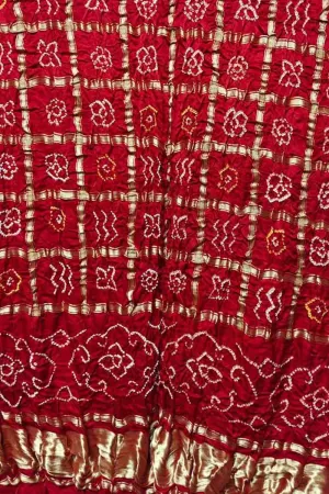 Red Bandhani Pure Gajji Silk Gharchola Design Dupatta