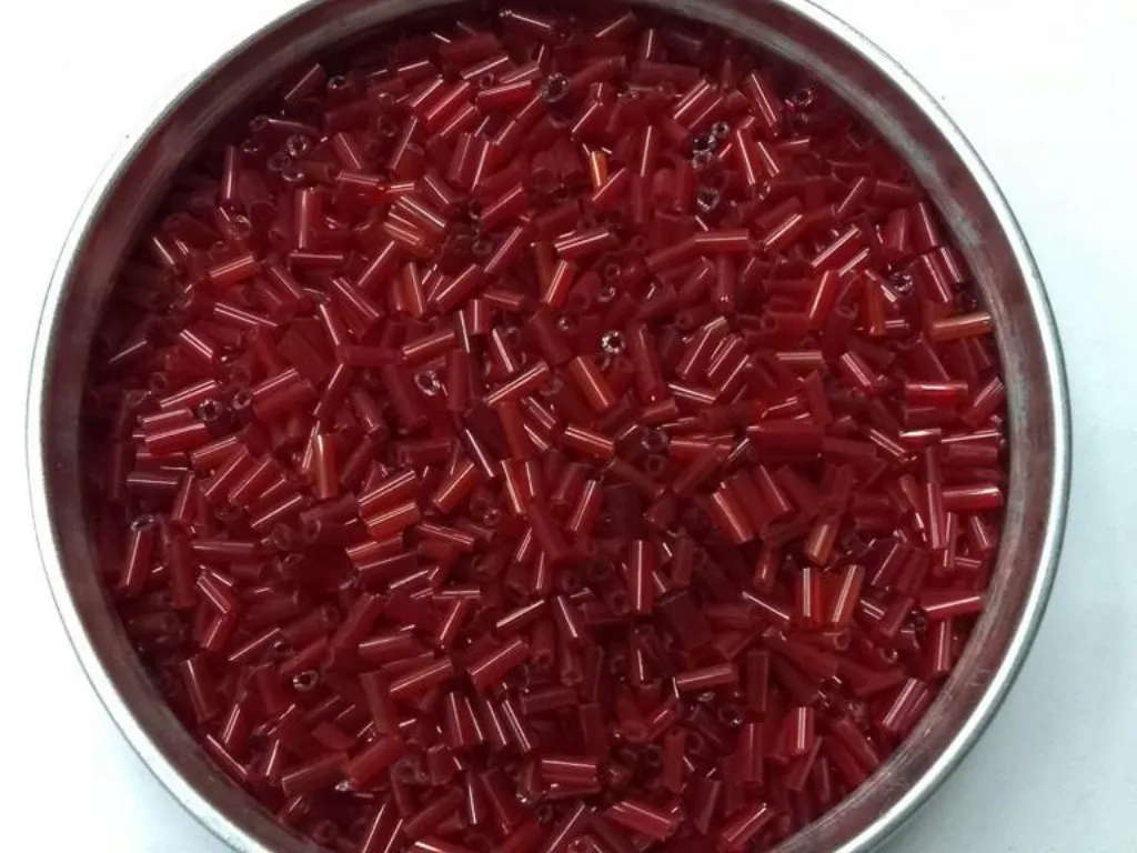 Red Transparent Pipe Glass Seed Beads- 4.5 mm