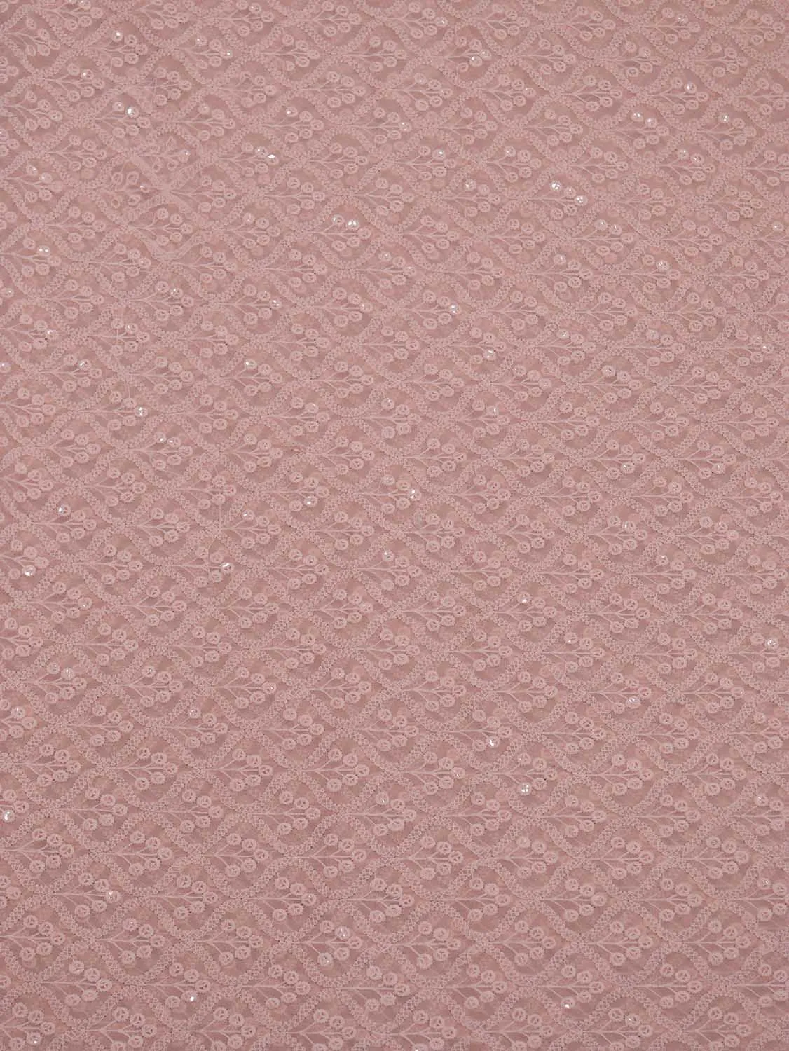 Stunning Pink Chikankari Georgette Fabric with Sequin Embroidery (2.5 Mtr)