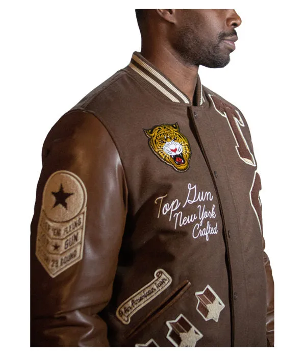 Top Gun Tiger Varsity Jacket Brown