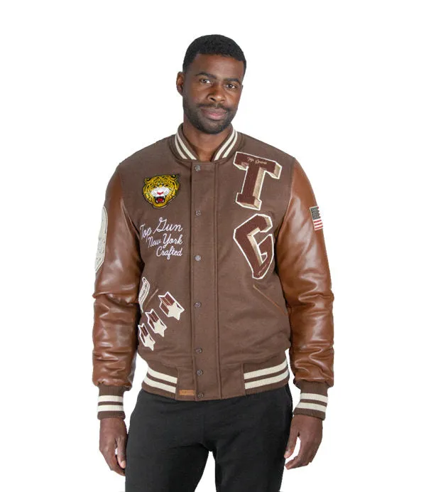Top Gun Tiger Varsity Jacket Brown