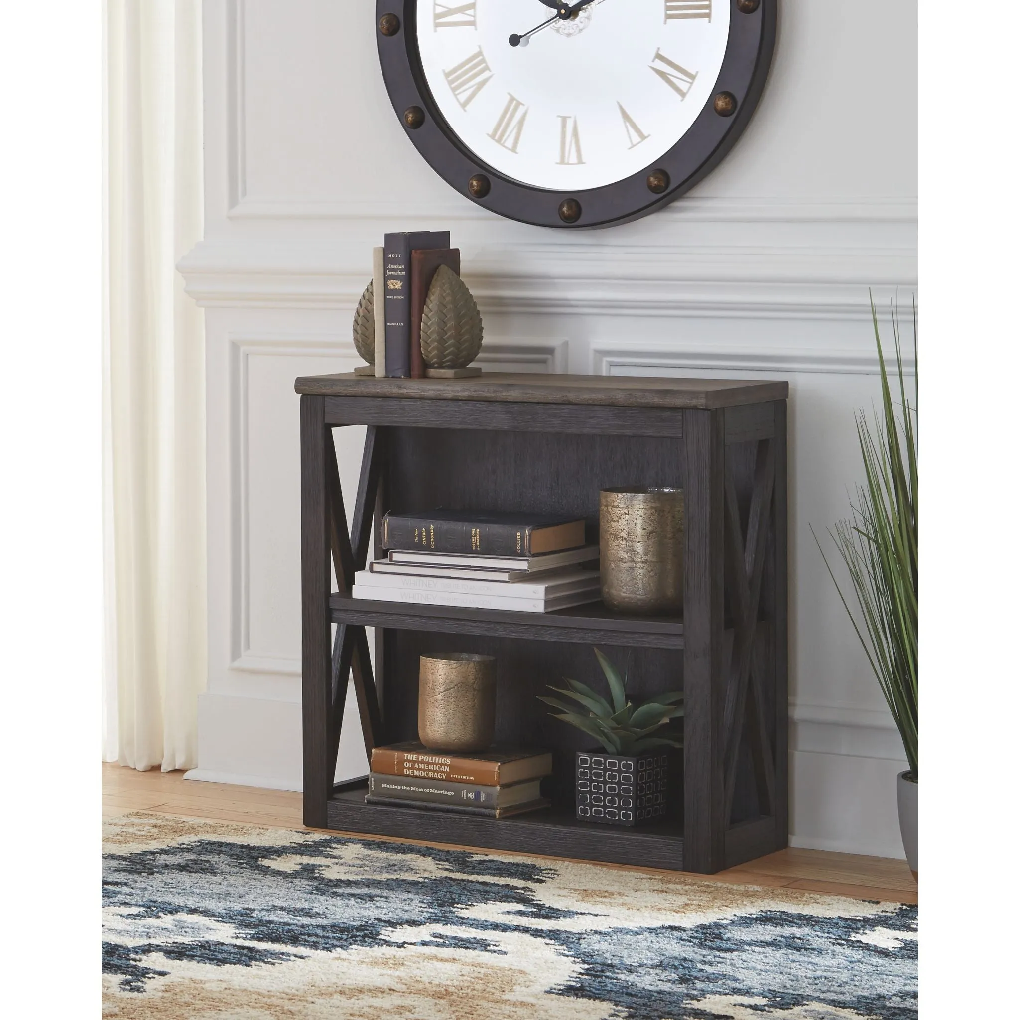 Tyler Creek Medium Bookcase - Grayish Brown/Black